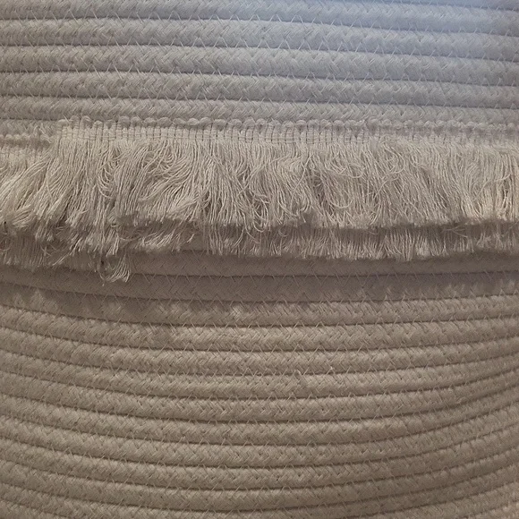 Pillowfort Creamy White Woven Braided Storage Basket with Fringe & Handles🌻 - Picture 2 of 5